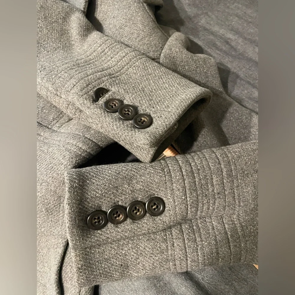 J. Crew Gray Wool-Blend Pea Coat with Belted Waist - Picture 11 of 14